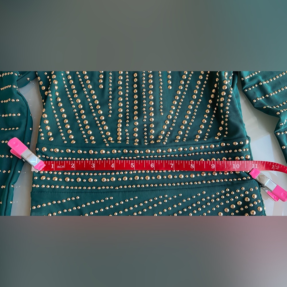 *NWT* Marciano Teal and Gold Studded Long Sleeve Dress SOLD OUT Color - Picture 11 of 11